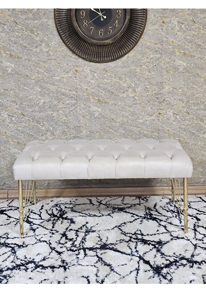 Gold Tel Ayaklı 90 cm Puf Bench - Puf - Bench - Kasalı Oturak - Oturak - Yatak Ucu Puf Krem Renk 90 x 40 Boyut/ebat fiyatları