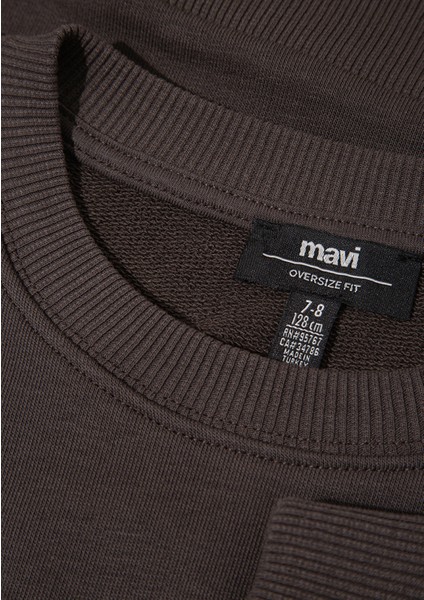 6S10054-71593 Mv Baskılı Kahverengi Sweatshirt indirimleri