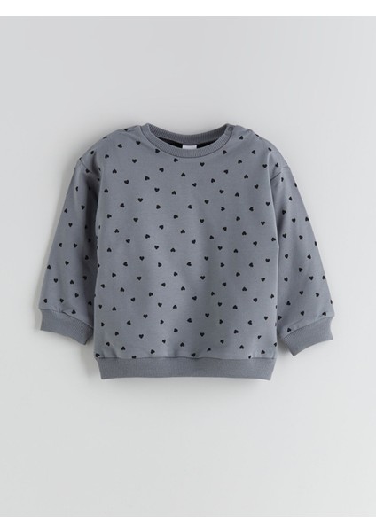 Yeni Sezon Bisiklet Yaka Baskılı Kız Bebek Sweatshirt ve Tayt 2'li fiyatları