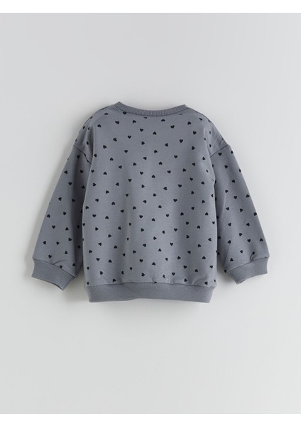 Yeni Sezon Bisiklet Yaka Baskılı Kız Bebek Sweatshirt ve Tayt 2'li modelleri