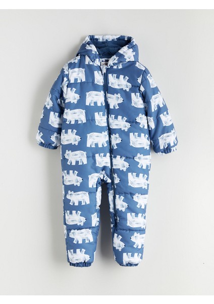 Yeni Sezon Kapüşonlu Baskılı Erkek Bebek Astronot Mont