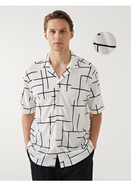Yeni Sezon Regular Fit Kısa Kollu Desenli Erkek Gömlek