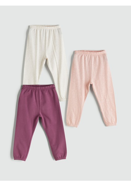 Yeni Sezon Beli Lastikli Basic Kız Bebek Pijama Alt 3'lü