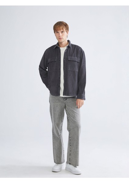 Yeni Sezon Rahat Kalıp Uzun Kollu Kadife Erkek Gömlek Ceket