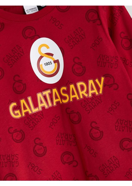 Yeni Sezon Bisiklet Yaka Galatasaray Baskılı Erkek Çocuk Pijama Takımı modelleri
