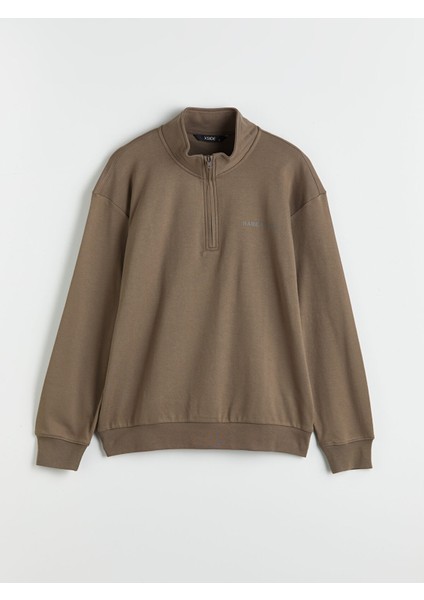 Yeni Sezon Dik Yaka Baskılı Erkek Sweatshirt indirimleri