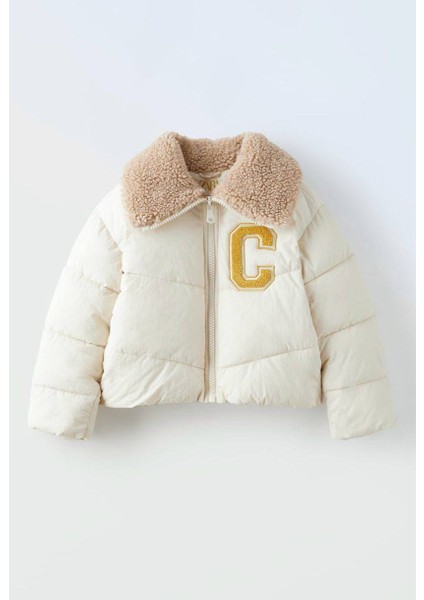 Çocuk Şişme Mont – Sherpa Yaka & “c” Patch Detaylı, 3 Iplik Şardonlu, %100 Pamuk