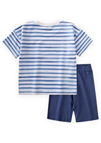 Çizgili Basic Kapri Takım 1-8 Yaş Ekru fiyatları