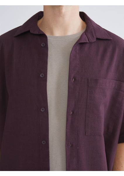 Yeni Sezon Rahat Kalıp Kısa Kollu Keten Görünümlü Erkek Gömlek modelleri