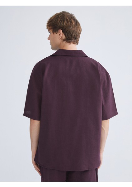 Yeni Sezon Rahat Kalıp Kısa Kollu Keten Görünümlü Erkek Gömlek fırsatları