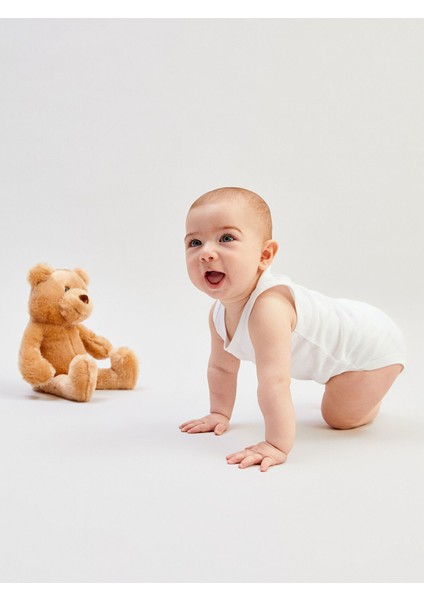 Yeni Sezon Bisiklet Yaka Basic Erkek Bebek Çıtçıtlı Bodysuit