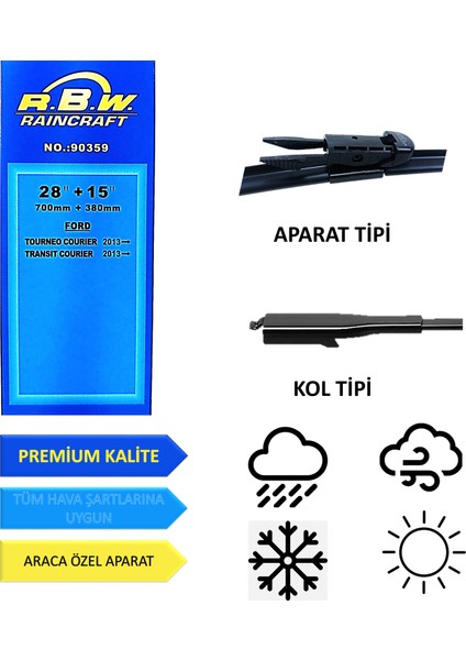 Ford Courier (2014-2023) Ön Silecek Süpürgesi 700MM + 380MM modelleri