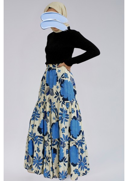 Kadın Uzun Etek - Viskon Kumaş Çiçek Desenli Kadın Uzun Etek modelleri