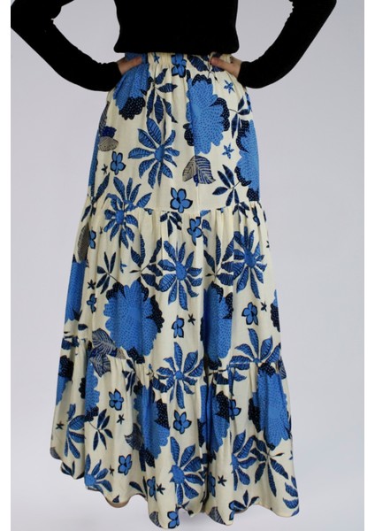 Kadın Uzun Etek - Viskon Kumaş Çiçek Desenli Kadın Uzun Etek fırsatları