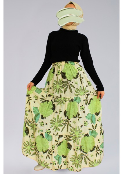 Kadın Uzun Etek - Viskon Kumaş Çiçek Desenli Kadın Uzun Etek modelleri