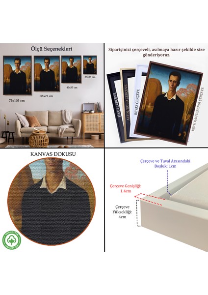 Db Çerçeveli Grant Wood - Arnold Pyle Iki Zayıf Adamla Nehrin Önünde TABLOSU-8065 indirimleri