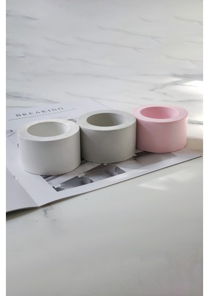 El Yapımı Beton Tealight Mumluk 3\'lü Set | Minimal Dekoratif Mumluk & Şamdan fiyatları