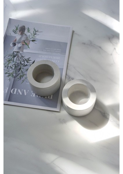 El Yapımı Beton Tealight Mumluk 3\'lü Set | Minimal Dekoratif Mumluk & Şamdan modelleri