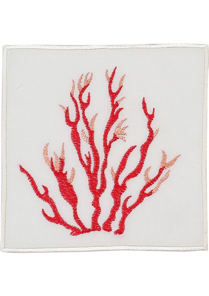 Mercan Desenli 4'lü Kırmızı Keten Bardak Altlığı