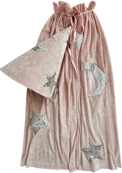 Pembe Sihirli Pelerin ve Şapka Kız Çocuk Kostüm