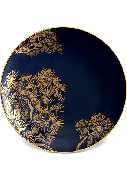 Zen Bonsai Mavi Desenli 4lü Porselen Tabak Seti