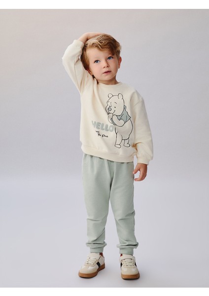 Yeni Sezon Winnie The Pooh Baskılı Erkek Bebek Sweatshirt ve Eşofman Alt 2'li