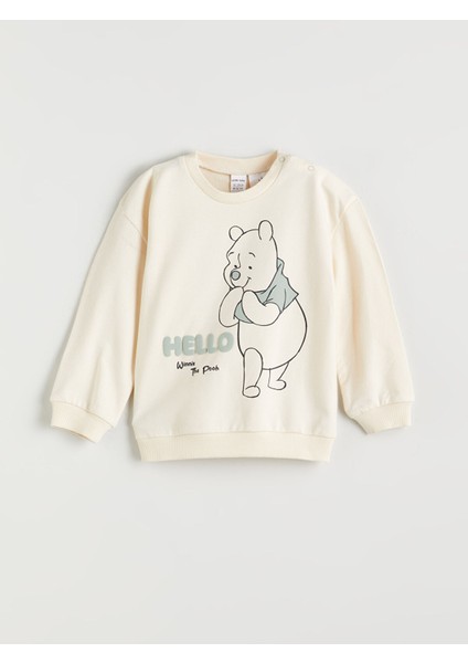 Yeni Sezon Winnie The Pooh Baskılı Erkek Bebek Sweatshirt ve Eşofman Alt 2'li modelleri