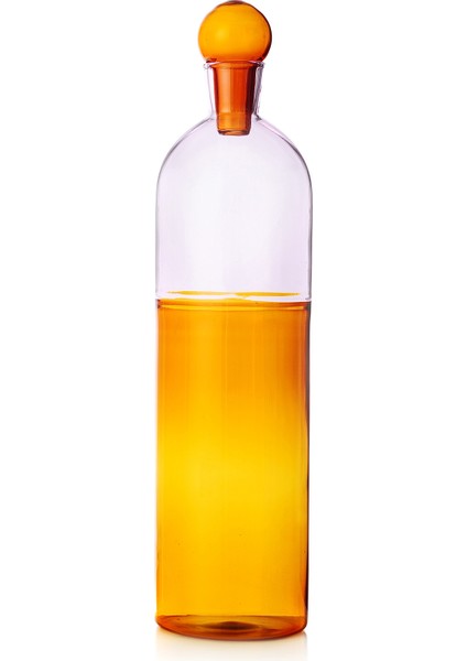 Light Colore Kapaklı Amber Pembe Cam Şişe