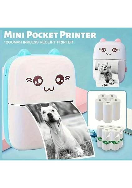 Taşınabilir Yazıcı, Mini Cep Kablosuz Termal Yazıcı Android Ios Akıllı Telefonlar Için Uygun, Bt Mürekkepsiz Baskı, Etiketler, Fişler, Fotoğraflar, Notlar, Öğrenme (4887) indirimleri