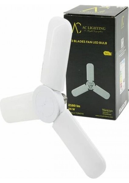 3 Kollu 30W=270W - E27 Beyaz LED Ampul 2400LM - 6500K - 15CMX 3 Kanat SR-2430 (4887)