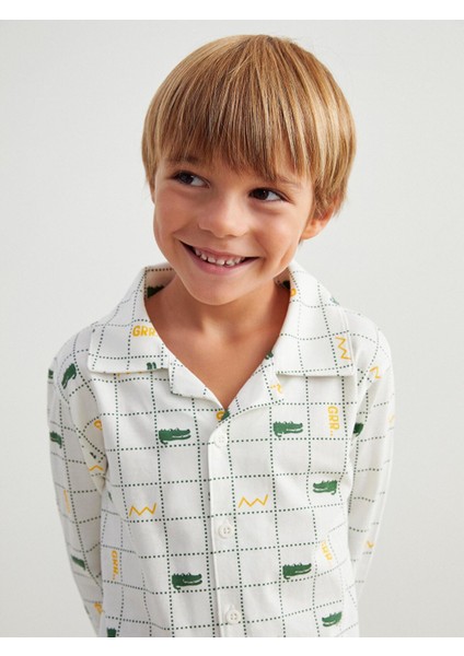 Yeni Sezon Gömlek Yaka Ekose Desenli Uzun Kollu Erkek Çocuk Pijama Takımı modelleri