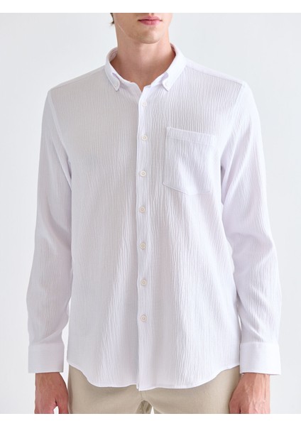 Yeni Sezon Regular Fit Uzun Kollu Armürlü Erkek Gömlek modelleri