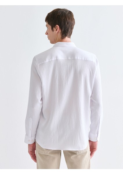 Yeni Sezon Regular Fit Uzun Kollu Armürlü Erkek Gömlek fırsatları