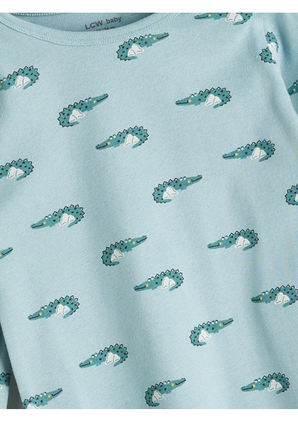 Yeni Sezon Bisiklet Yaka Baskılı Erkek Bebek Pijama Takımı modelleri