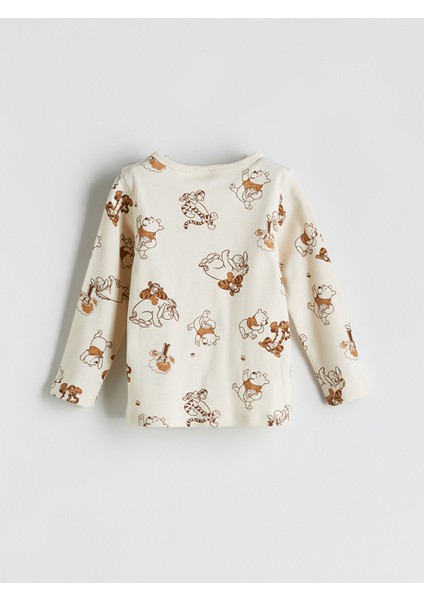 Yeni Sezon Bisiklet Yaka Uzun Kollu Winnie The Pooh Baskılı Erkek Bebek Pijama Takımı fırsatları