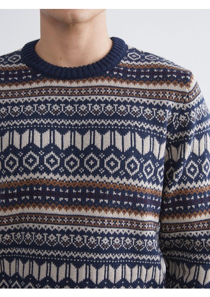 Yeni Sezon Bisiklet Yaka Desenli Erkek Triko Kazak modelleri