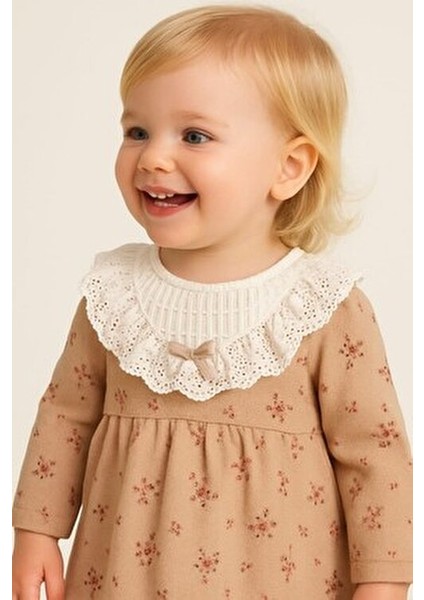 Kız Bebek Çiçek Desenli Dantelli Fırfırlı Yaka 2li Takım Uzun Kollu Mevsimlik 3-6-9-12-18-24AY fiyatları