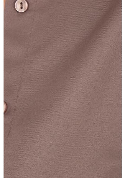 Kadın Oversize Rahat Kesim Spor Yaka Uzun Kollu Basic Düz Vizon Gömlek