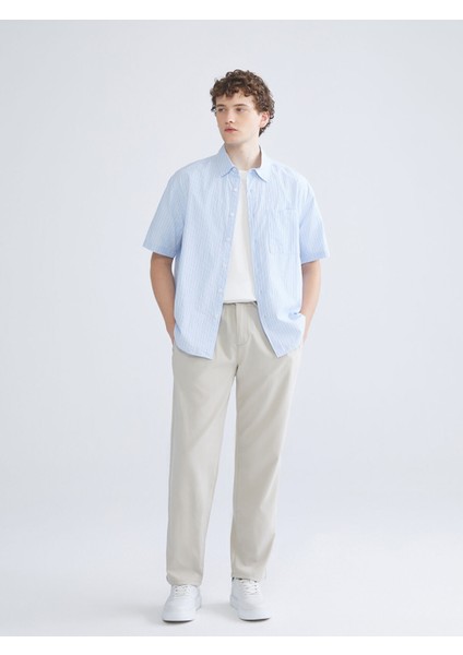 Yeni Sezon Rahat Kalıp Kısa Kollu Çizgili Erkek Gömlek fiyatları