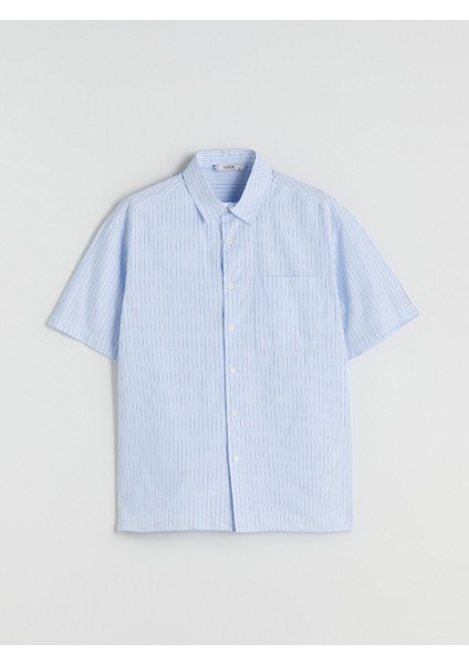 Yeni Sezon Rahat Kalıp Kısa Kollu Çizgili Erkek Gömlek indirimleri
