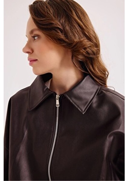 Yeni Sezon Suni Oversize Bomber Deri Ceket modelleri