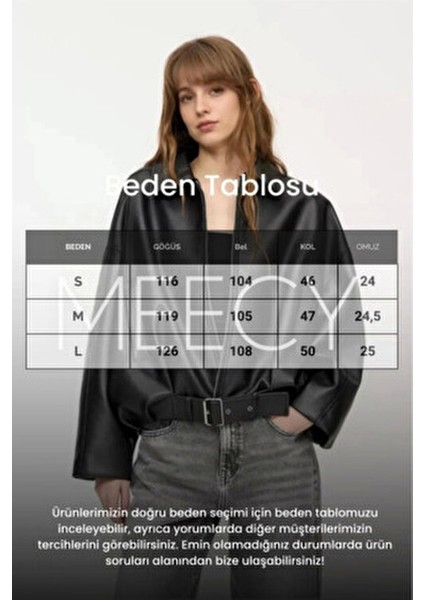 Yeni Sezon Suni Oversize Bomber Deri Ceket fırsatları