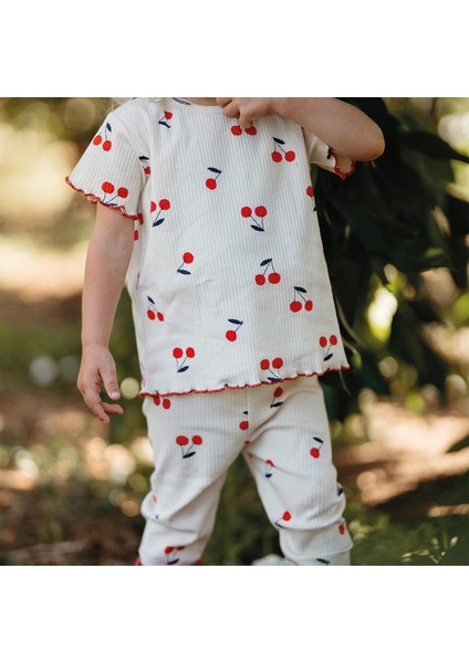 Kiraz Desenli T-Shirt & Tayt Kız Bebek 2'li Set indirimleri