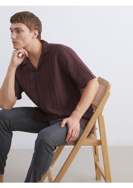 Yeni Sezon Regular Fit Resort Yaka Kısa Kollu Erkek Gömlek