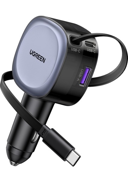 75W 2 Portlu Usb-C Kablolu Araç Içi Şarj Cihazı Çakmaklık Adaptörü, 55653 fiyatları