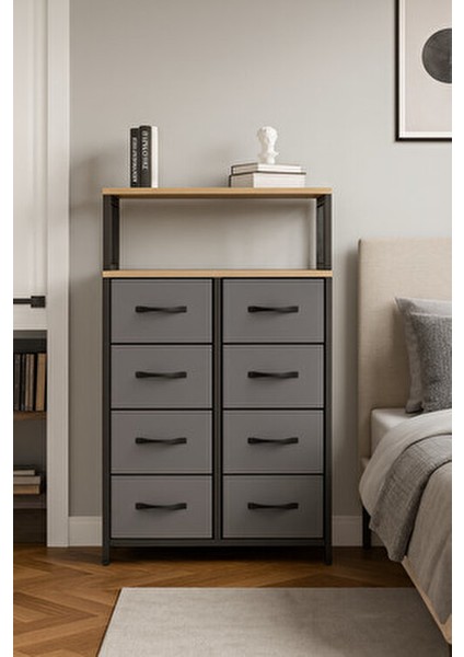 2 Raflı 8 Çekmeceli Şifonyer Yatak Odası Çocuk Odası Düzenleyici Deri Çekmeceli Organizer fiyatları