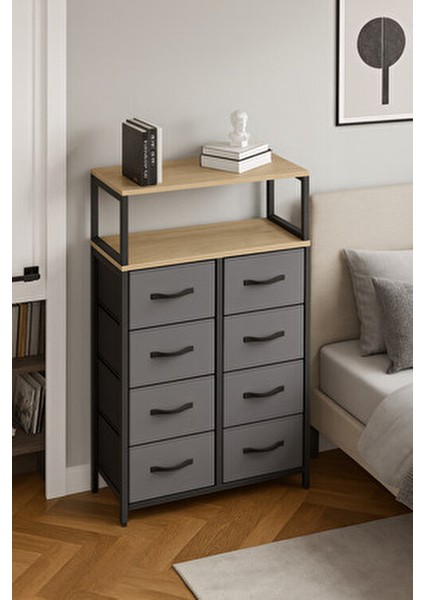 2 Raflı 8 Çekmeceli Şifonyer Yatak Odası Çocuk Odası Düzenleyici Deri Çekmeceli Organizer modelleri