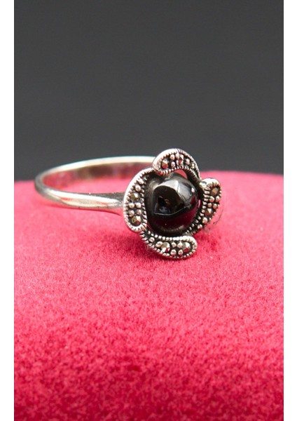 925 Ayar Kadın Gümüş Oltu Taşı Yüzük SY00062 fiyatları