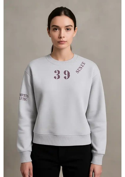 39 Baskılı Bısıklet Yaka Kısa Sweat,