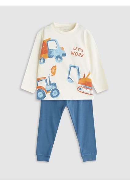 Yeni Sezon Bisiklet Yaka Erkek Bebek Pijama Takımı